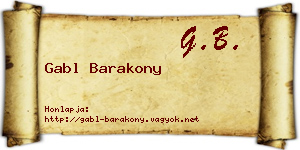 Gabl Barakony névjegykártya
